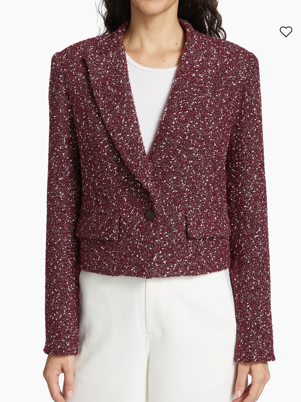 rag & bone Valerie Tweed Burgundy Crop Blazer